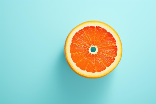 Creative idea for advertising and marketing using orange fruit with target and red dart on blue back