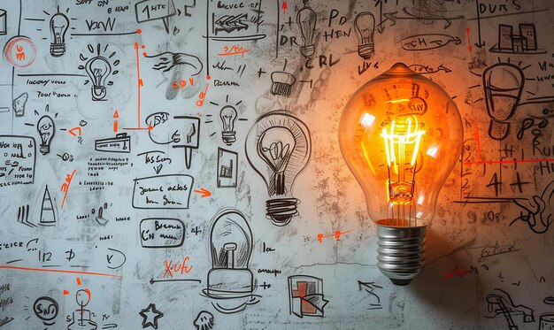 Creative idea light bulb background