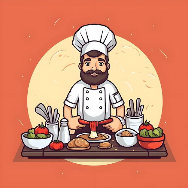 Creative illustration of Chef in minimalist flat vector art style