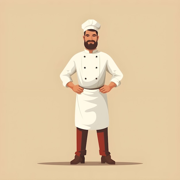 Photo creative illustration of chef in minimalist flat vector art style