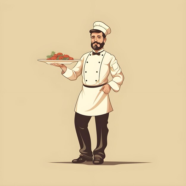 Creative illustration of Chef in minimalist flat vector art style