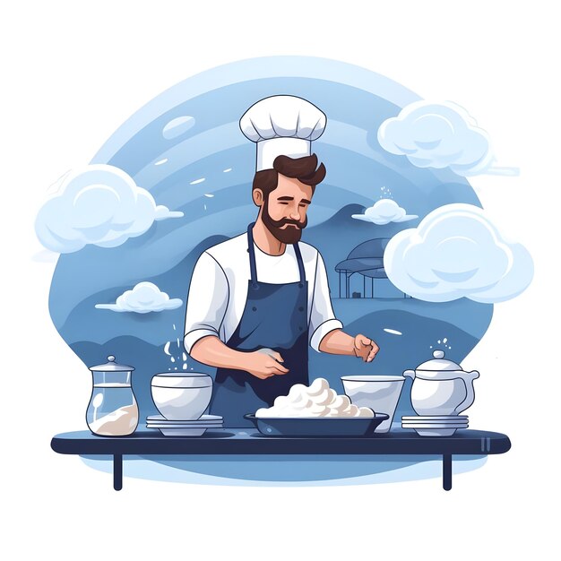 Creative illustration of Chef in minimalist flat vector art style