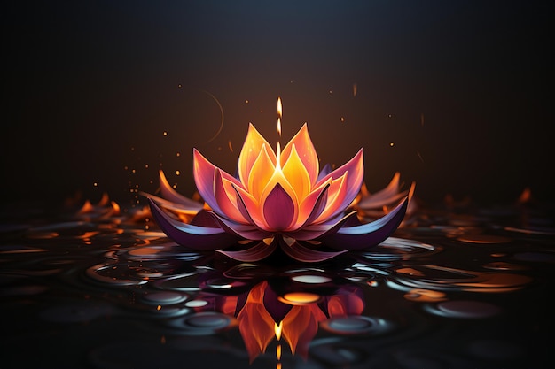 Creative illustration generative ai picture zen lotus flower on water meditation harmony spirituality concept