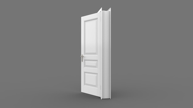 Фото Творческая иллюстрация открытого входа закрытой двери реалистичный дверной проем изолирован на фоне 3d