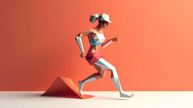 Creative illustration with running woman silhouette generative ai