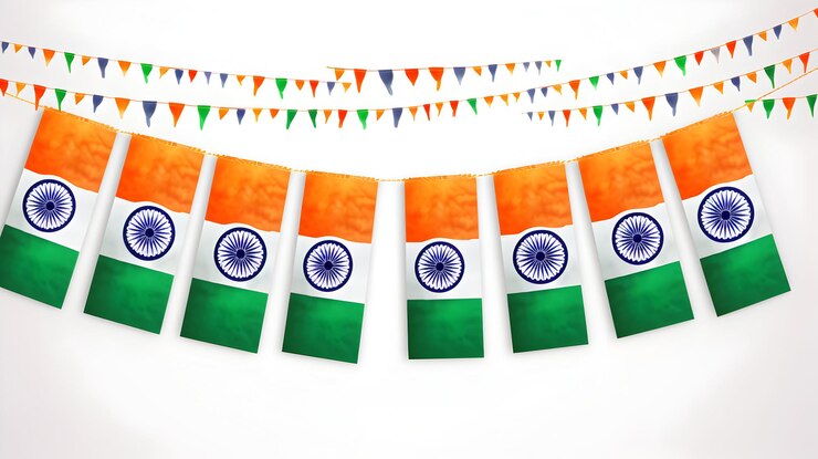 फोटो भारतीय गणतंत्र दिवस मनाने के लिए रचनात्मक भारतीय बंटिंग फ्लैग पृष्ठभूमि