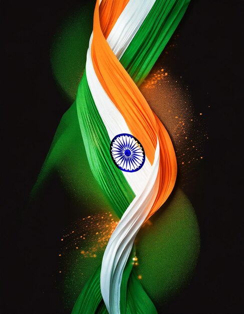 Фото Креативный дизайн индийского флага, сделанный абстрактными волнами с днем независимости и днем республики
