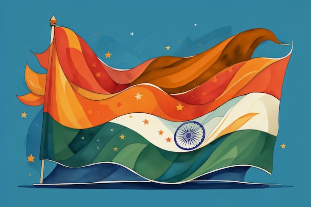 Photo creative indian tricolor flag watercolor painting background republic day of india independence day of india generative ai