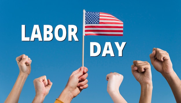 Creative labor day banner composition