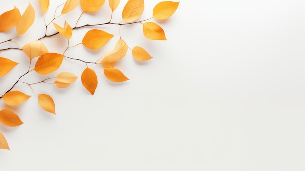 Creative layout made of autumn leaves on white background Flat lay top view copy space Generative AI