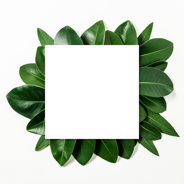 Photo creative layout made of leaves with paper card note