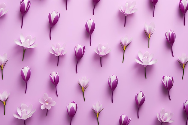 Photo creative layout pattern made with spring crocus flowers