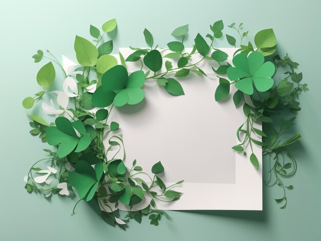 Creative layout with green vine and white paper