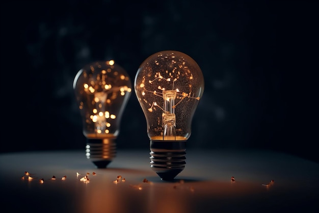 Creative Light Bulb with Sparkling Stars of Imagination AI generated