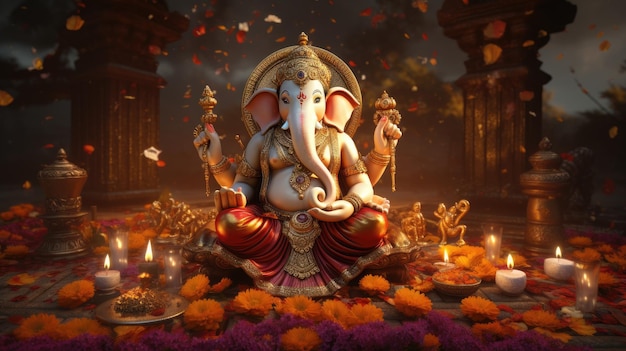 Premium AI Image | Creative Lord Ganesh Statue for Ganesh Chaturthi ...