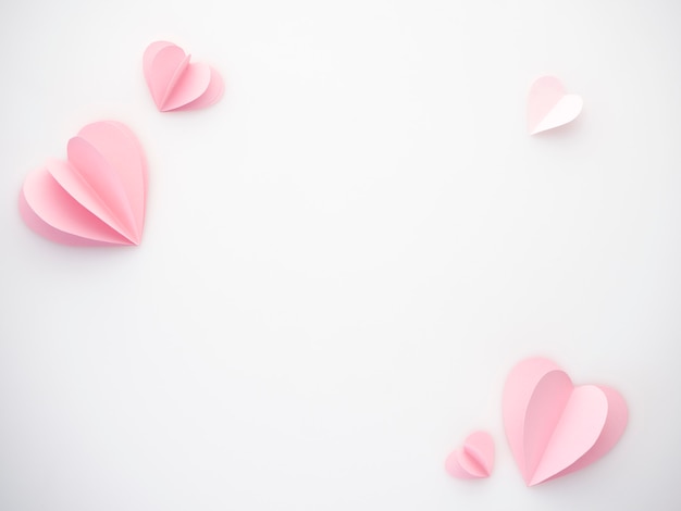 Creative love pink paper hearts