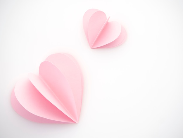 Creative love pink paper hearts