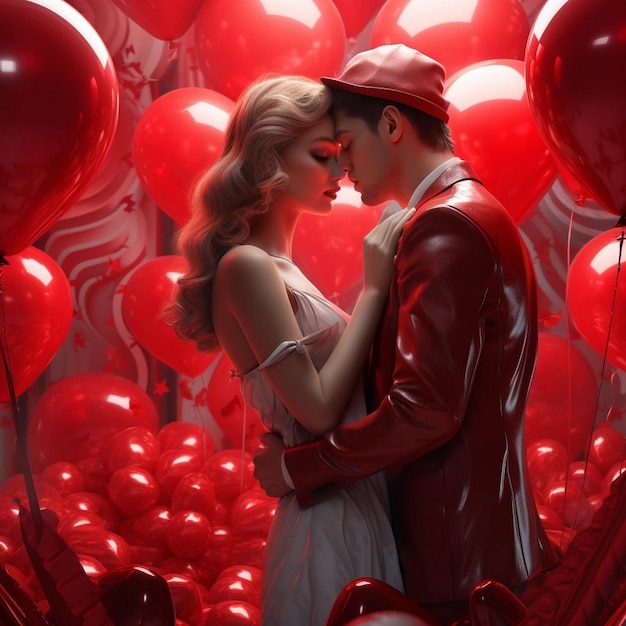 creative lovely valentines day background lovable romantic heart balloons AI generated