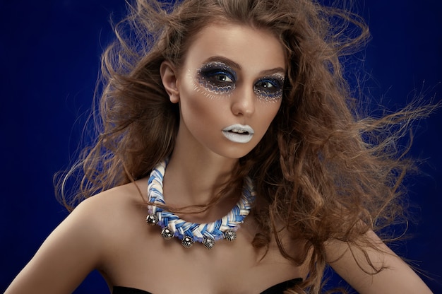 Creative makeup on model's face