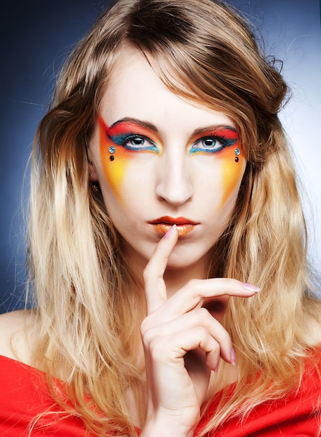 Creative makeup. Young woman.