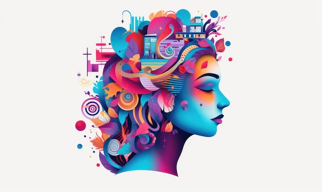 Creative Mind Colorful Background Smart Thinking Concept Generative Ai