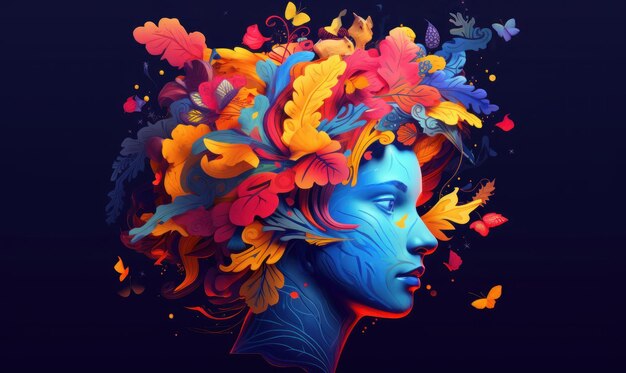 Creative Mind Colorful Background Smart Thinking Concept Generative Ai