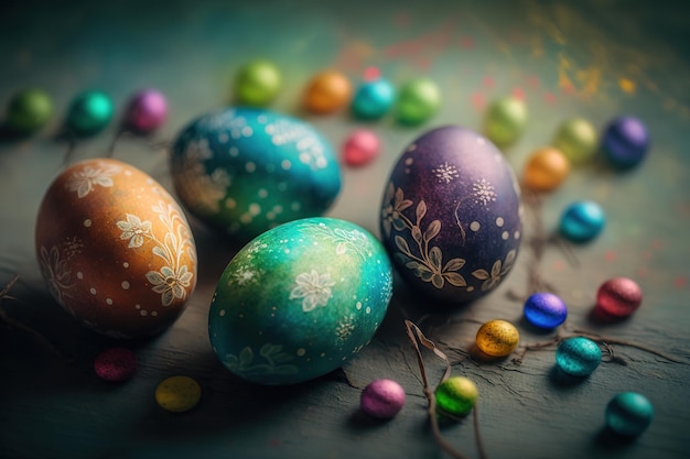 Creative minimal concept Easter day Bright vibrant eggs