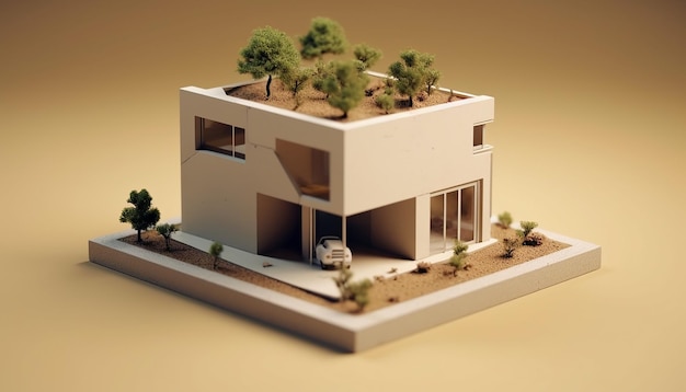 Creative minimalist 3d house design miniature concept