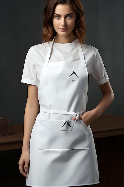 Foto mockup creativo di un grembiule da chef con un moderno design geometrico photog design della collezione di uniformi