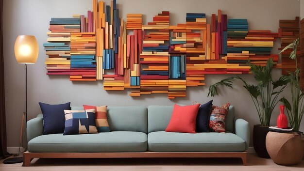 Foto arte creativa della parete interna del soggiorno moderno ai generated
