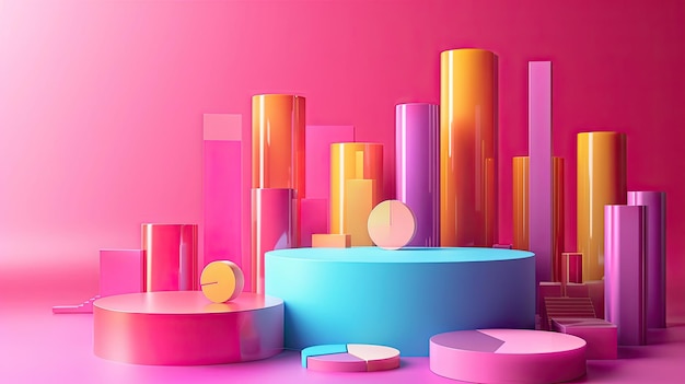 Creative multicolored 3d business analytics