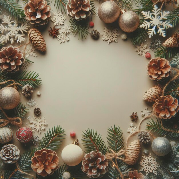 크리스마스 나무 가지에서 창의적인 새해 경계 텍스트의 장소 크리스마스 배경