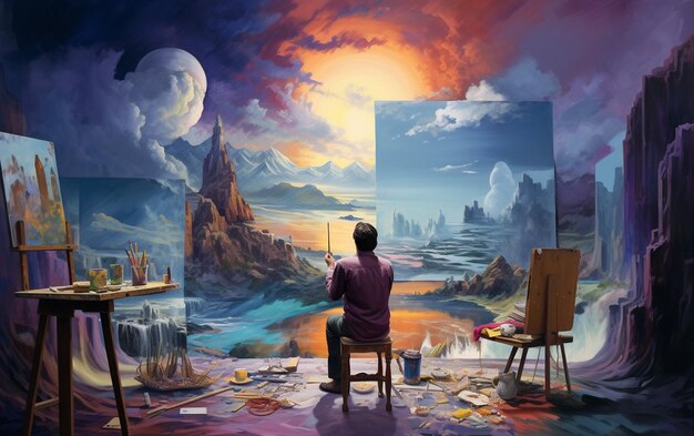 Premium AI Image | Creative Odyssey Inside the Artist Studio