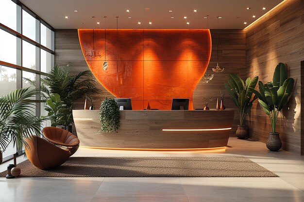 Creative office foyer in 3D