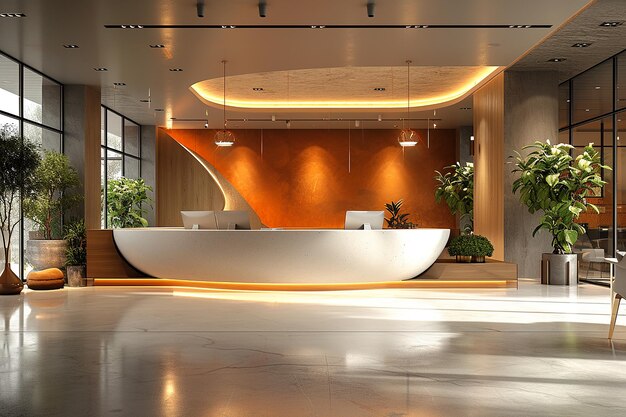 Creative office foyer in 3D