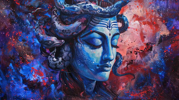 Photo creative painting of hindu god shiva