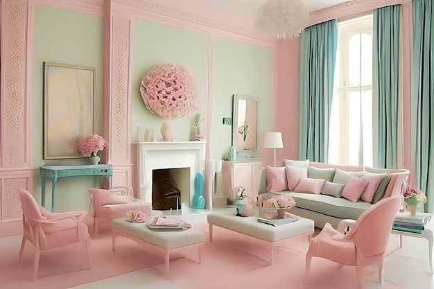 Creative Pastel Color Elegant Drawing Interior Design Peculiar