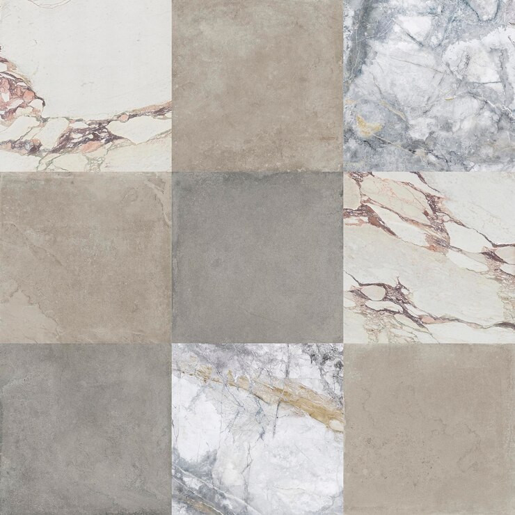 Photo creative patchwork pattern stone ceramic wallpaper design white marble