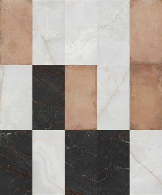 Creative patchwork pattern stone ceramic wallpaper design White marble