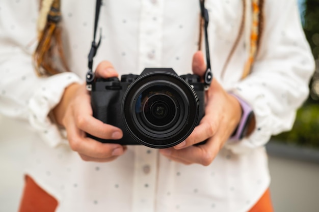 Creative Photographer Holding Camera