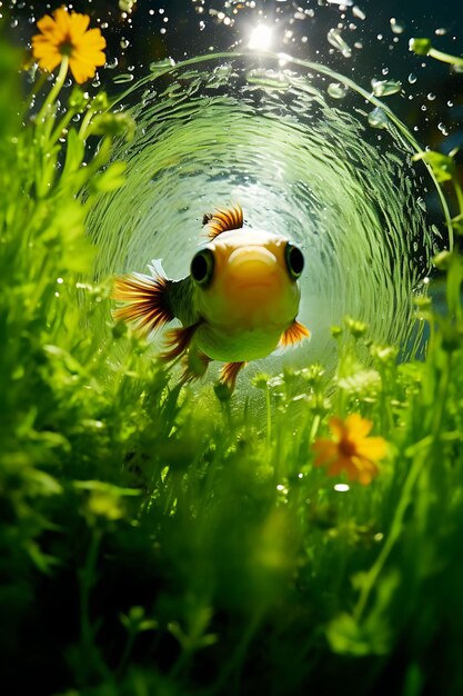 Creative photoshoot of fish flowers and aquatic plants aqua beauty shoot clean water large 4096px