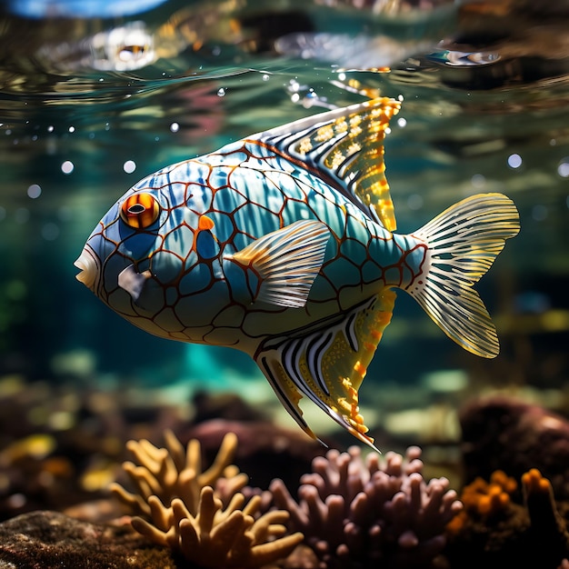 魚の花と水生植物のクリエイティブな写真撮影 アクア・ビューティ・ショット クリーン・ウォーター 大きな4096px