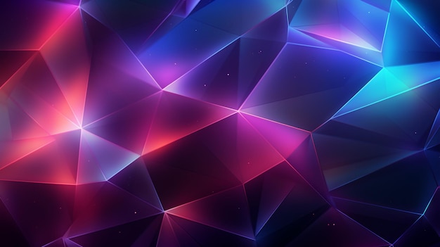 Photo creative polygonal texture with dazzling neon lines modern illustration