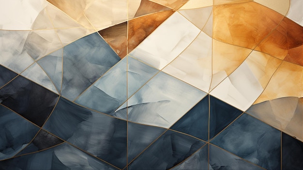 Creative polygonal watercolor blue and orange background Generative AI