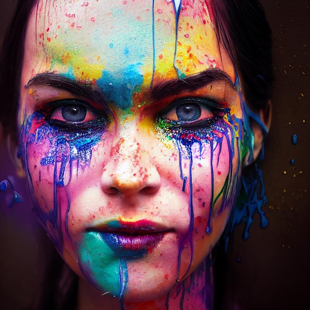 Creative portrait of woman with face painting