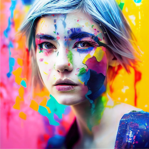Creative portrait of woman with face painting