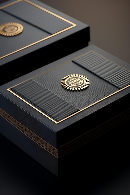 Photo creative of premium box packaging exuding luxury and sophistic elegant box collection design