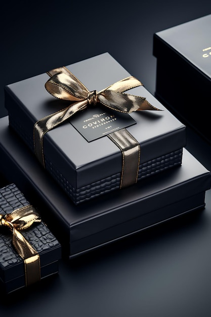 Photo creative of premium box packaging exuding luxury and sophistic elegant box collection design