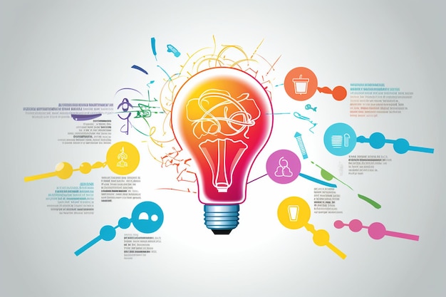 Foto diagramma di idee per lo sviluppo del processo creativo