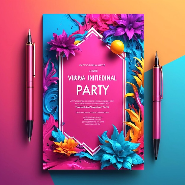 Creative Professional Vibrant Party Invitation Cards Design